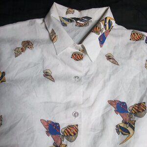 Vintage Alex Colman Tropical Reef Fish Polyester Disco Shirt